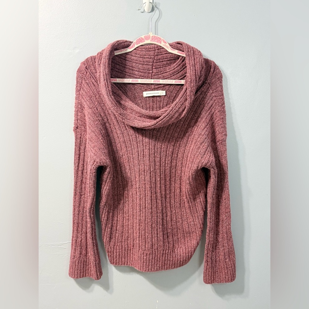 Bronze Snake Zaali Kaani Knit Off-Shoulder Sweater Wine Red Small - Picture 3 of 11